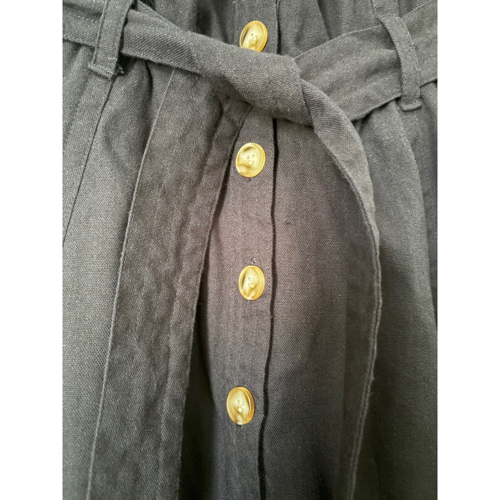 Central Park West Navy Blue Linen Blend Halter Button Front Midi Dress Sz XS - Picture 4 of 14